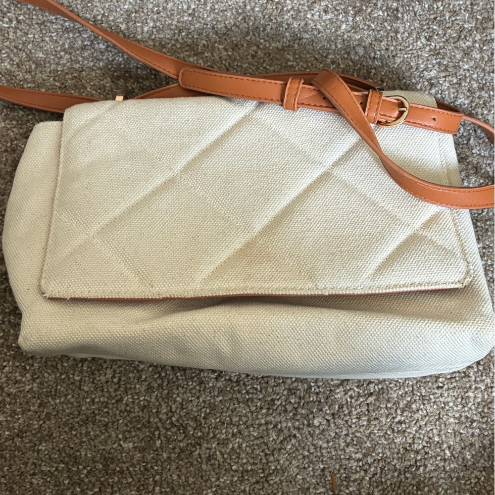 Cream and Tan Women's Bag